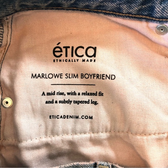 Etica Marlowe Slim Boyfriend Jeans Women’s 28, 100% Organic Cotton, Relaxed Fit - Picture 8 of 15